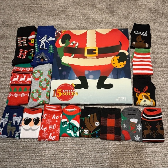 🎄15 Days of Christmas Men’s Socks 11 Low-Cut 4 Crew Great Holiday Gift🎄 - Picture 1 of 9